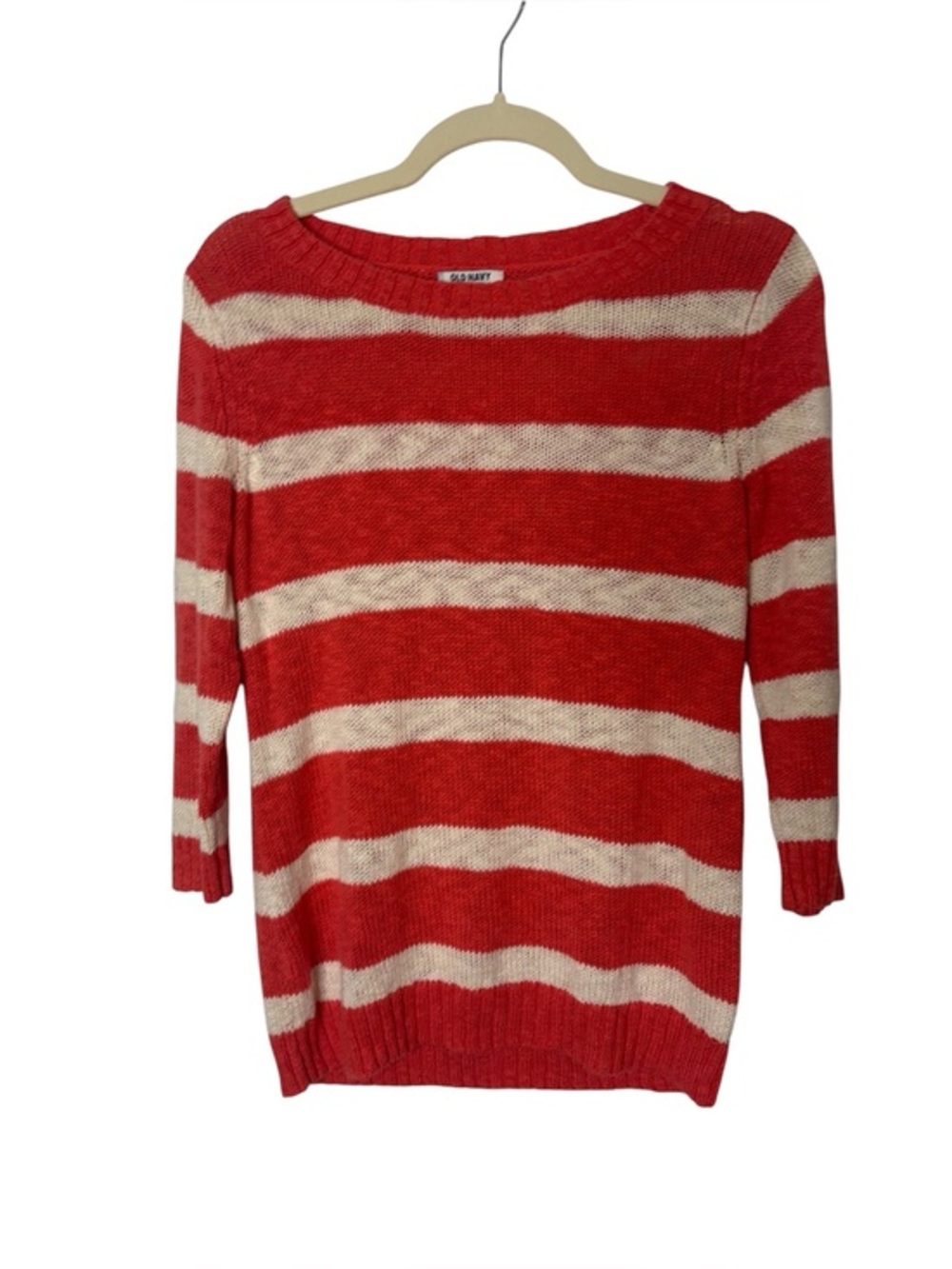 ⭐️ Old Navy Orange & Cream Striped Boatneck Sweater - size M